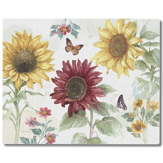 CounterArt Sunflower Splendor 3mm Tempered Glass Cutting Board 15" x 12"