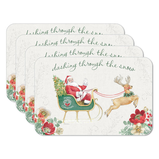CounterArt Holiday Traditions 4 Pack Reversible Easy Care Placemats Made in the USA