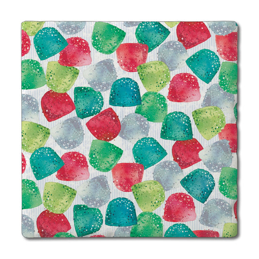 Thirstystone Gumdrops Single Tumbled Tile Stone Coaster with Protective Cork Backing Manufactured in The USA 4" Square, Artistic, Easily Wipes Clean