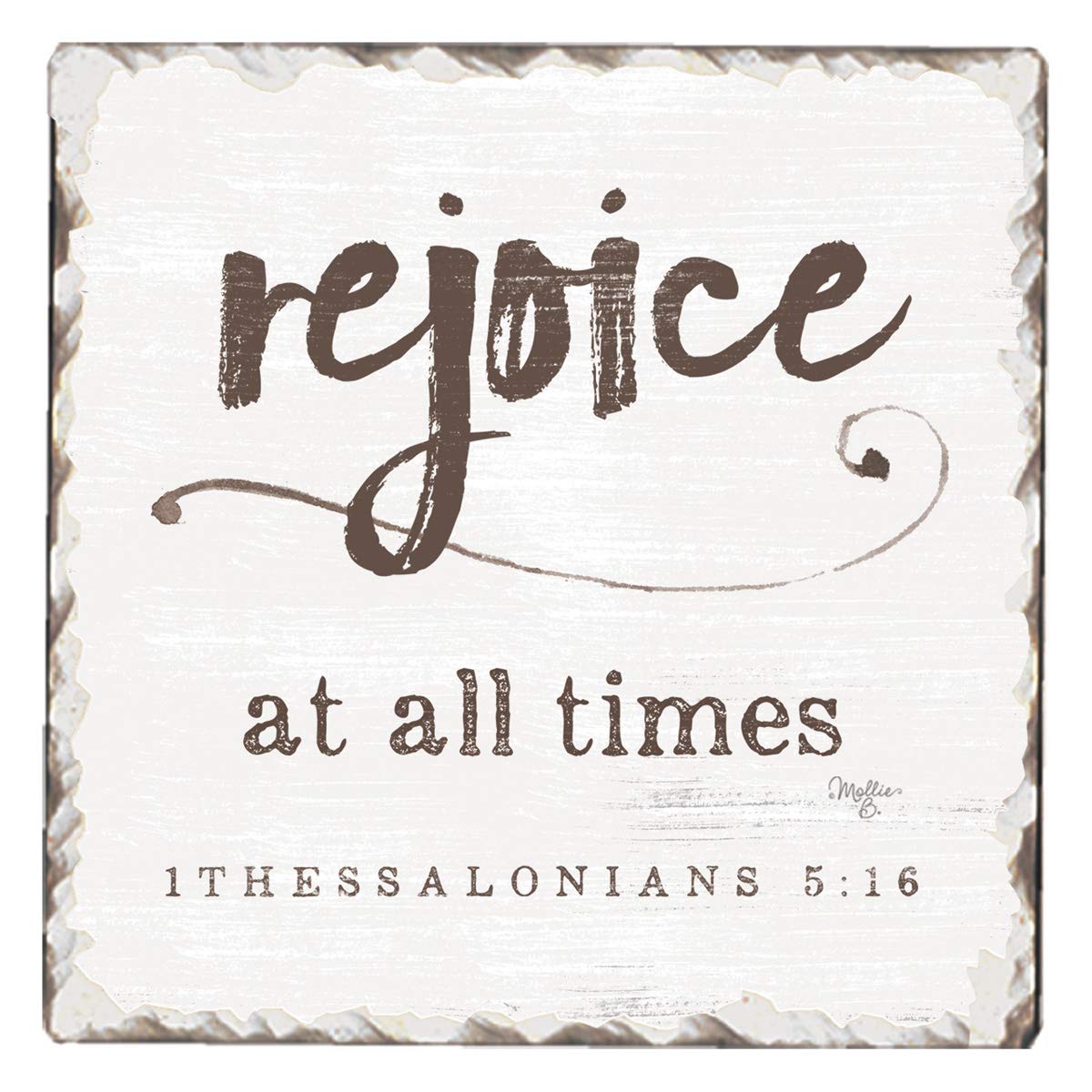 Thirstystone Rejoice Single Tumbled Tile Stone Coaster with Protective Cork Backing Manufactured in The USA 4" Square, Artistic, Easily Wipes Clean