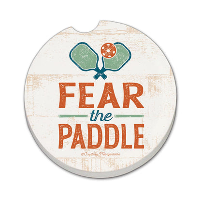 Thirstystone Fear The Paddle-Pickleball Single Absorbent Stone Coaster for Vehicle Cup Holder 2.6” Diameter Manufactured in The USA