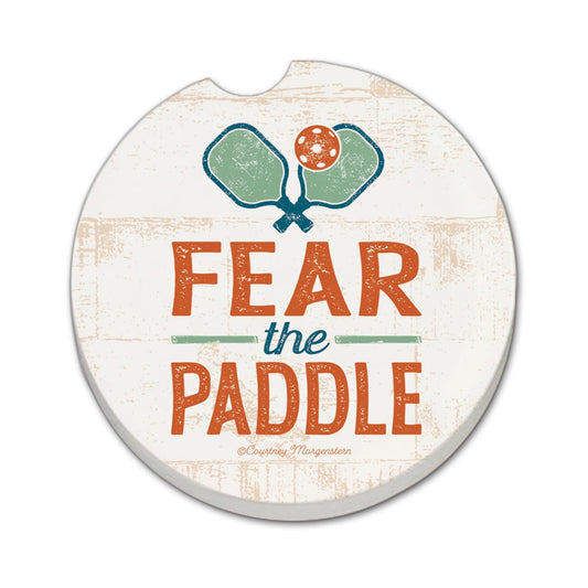 Thirstystone Fear The Paddle-Pickleball Single Absorbent Stone Coaster for Vehicle Cup Holder 2.6” Diameter Manufactured in The USA
