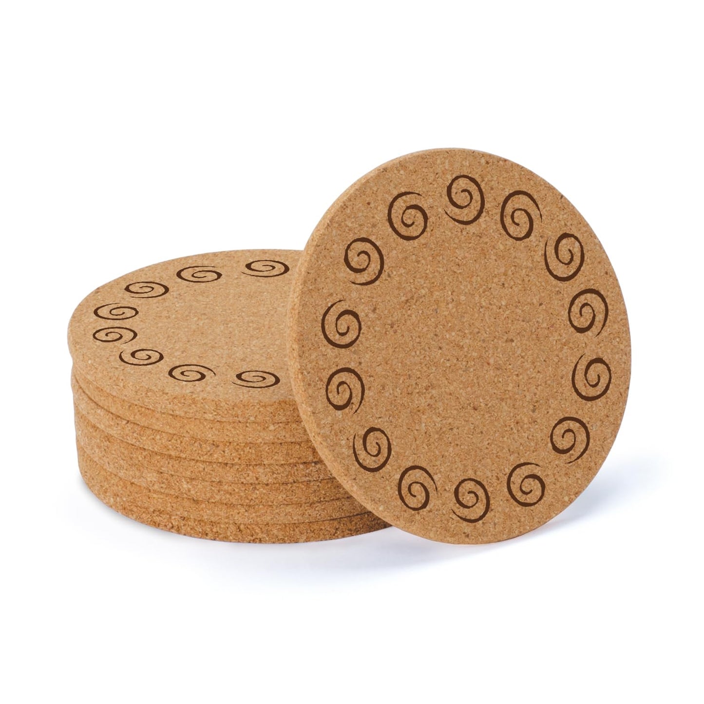 Thirstystone Swirls 8-Pack Thick Natural Cork Coasters Manufactured in The USA Eco-Friendly Absorbent Durable