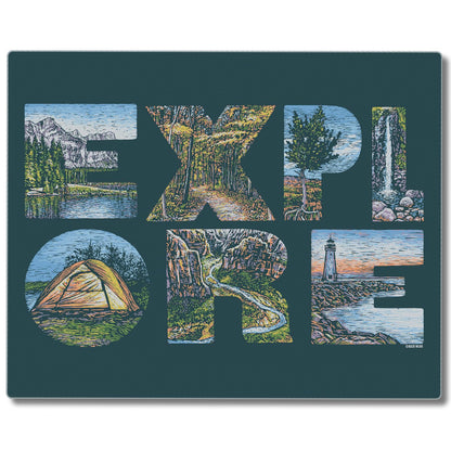 CounterArt Explore 3mm Tempered Glass Cutting Board Manufactured in the USA 15" x 12"