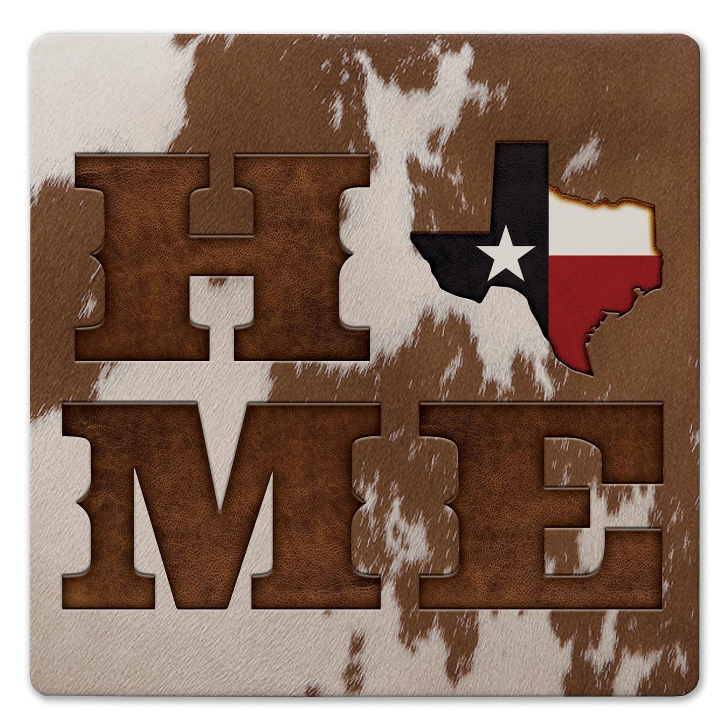 Thirstystone Cowhide Home Decorative Heat Tolerant Stone Trivet with Non-Skid Cork Backing 8” Square